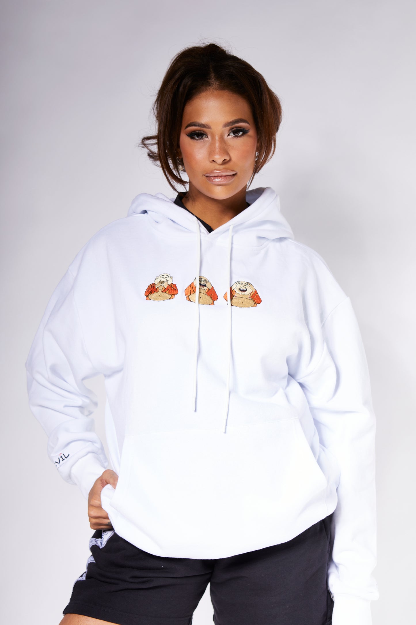 BUDDHA EMBROIDERED HOODIE WHITE