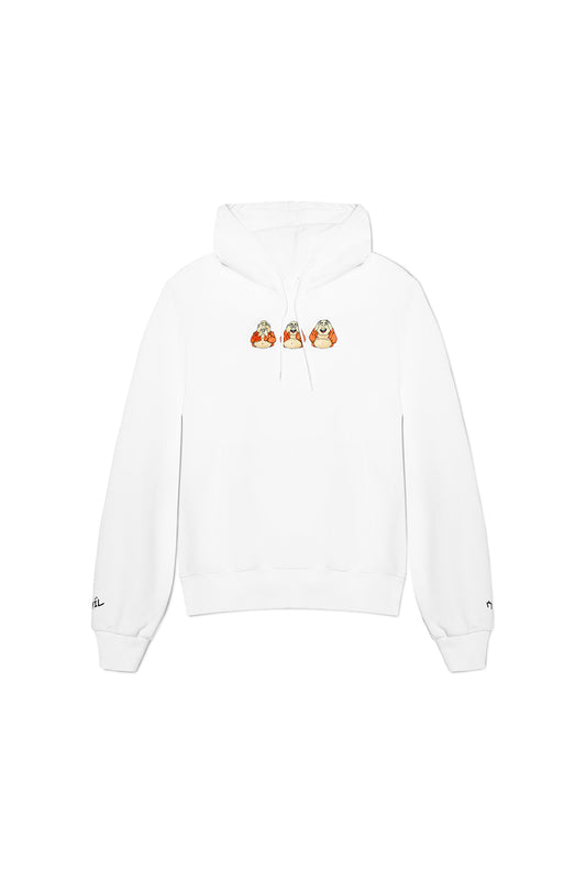 BUDDHA EMBROIDERED HOODIE WHITE