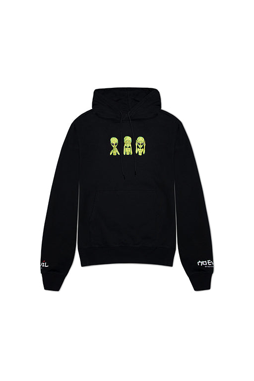 ALIEN EMBROIDERED HOODIE BLACK